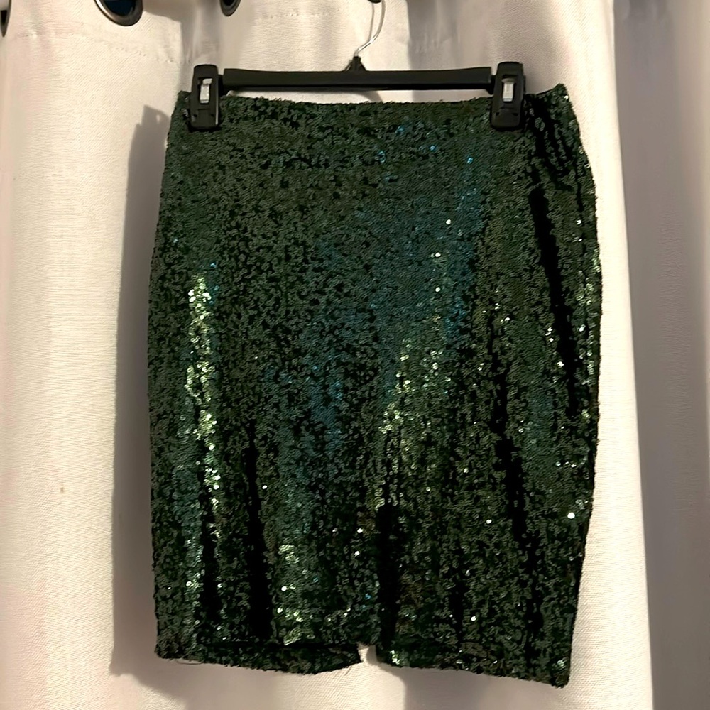 Sequin green skirt.